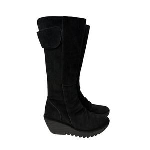 Fly London Boots Womens Size 9 Yulo Knee High Wedge Platform Suede 40